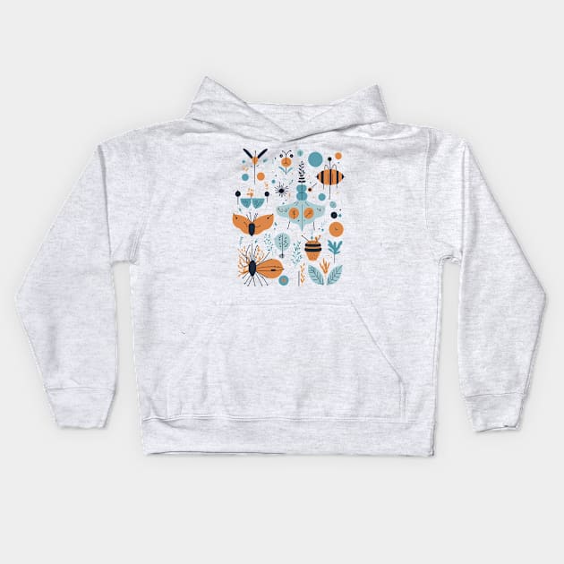 Bohemian Style Bugs Geometric Shapes Kids Hoodie by ElMass